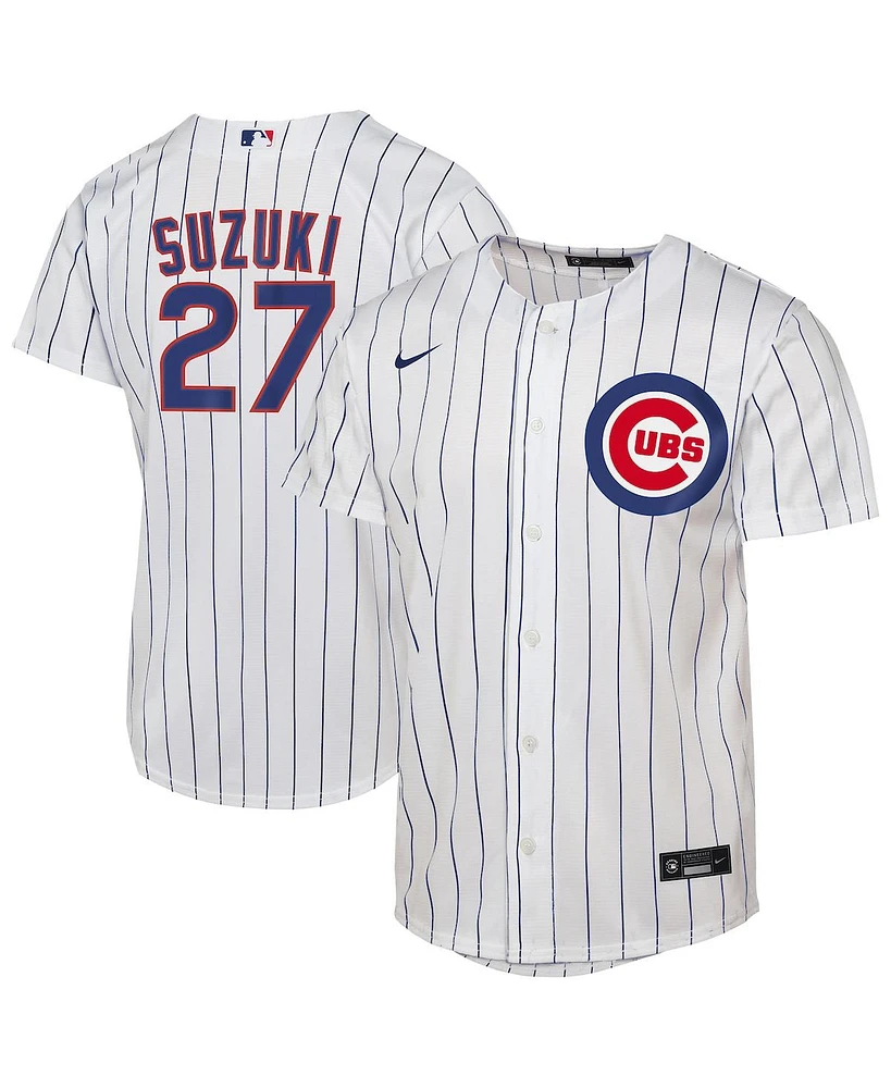 Nike Big Boys and Girls Seiya Suzuki White Chicago Cubs Home Replica Player Jersey