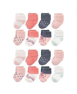 Luvable Friends Baby Boys Cotton Rich Terry Socks 16-Pack Pink Polka Dot