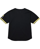 Mitchell & Ness Men's Black Michigan Wolverines On The Clock Full-Button Fashion Jersey
