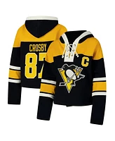'47 Brand Women's Sidney Crosby Black Pittsburgh Penguins Superior Lacer Cropped Pullover Hoodie