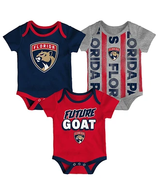 Outerstuff Newborn Florida Panthers Loyal Buddies Bodysuit, Set of 3