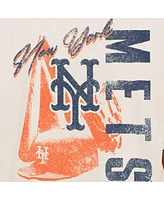 New Era Men's Cream New York Mets Cooperstown Collection Oversized Throwback Distressed T-Shirt