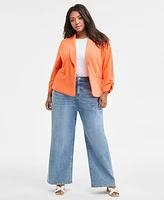 Bar Iii Trendy Plus Knit Drape-Front Blazer