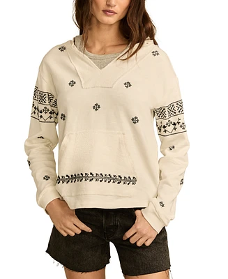 Lucky Brand Women's Cotton Embroidered Baja Hoodie