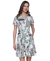 Karl Lagerfeld Paris Petite Short-Sleeve Shirtdress