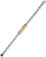 Esquire Men's Jewelry Diamond Id Bracelet (1/5 ct. t.w.) in Stainless Steel & Gold-Tone Ion-Plated Stainless Steel