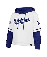 '47 Brand Women's White Los Angeles Dodgers Trifecta Shortstop Cropped Pullover Hoodie
