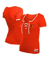 New Era Women's Orange Baltimore Orioles Throwback Lace Up T-Shirt