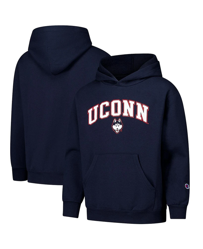 Champion Big Boys and Girls Navy UConn Huskies Campus Pullover Hoodie