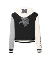 Pro Standard Women's Gray Minnesota Vikings Reverse French Terry Color Block Full-Zip Hoodie Jacket