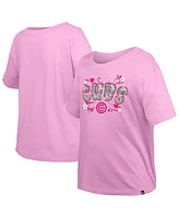 New Era Big Girls Light Pink Chicago Cubs Flip Sequin Team T-Shirt