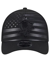 New Era Men's Black Pittsburgh Penguins Game Day Stealth Flag 9FORTY A-Frame Adjustable Hat