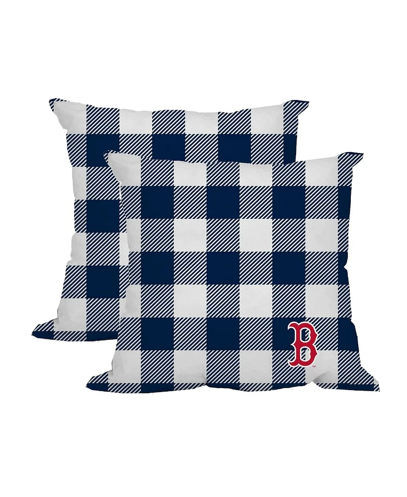 Logo Brands Boston Red Sox 2-Pack Buffalo Check Plaid Outdoor Pillow Set