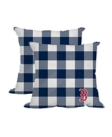 Logo Brands Boston Red Sox 2-Pack Buffalo Check Plaid Outdoor Pillow Set