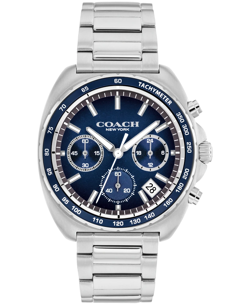 Coach Men's Charter Silver Tone Stainless-Steel Bracelet Watch, 39mm