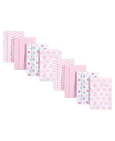 Hudson Baby Luvable Friends Girls Cotton Poly Flannel Burp Cloths 8-Pack, Pink Dots Chevron, One Size