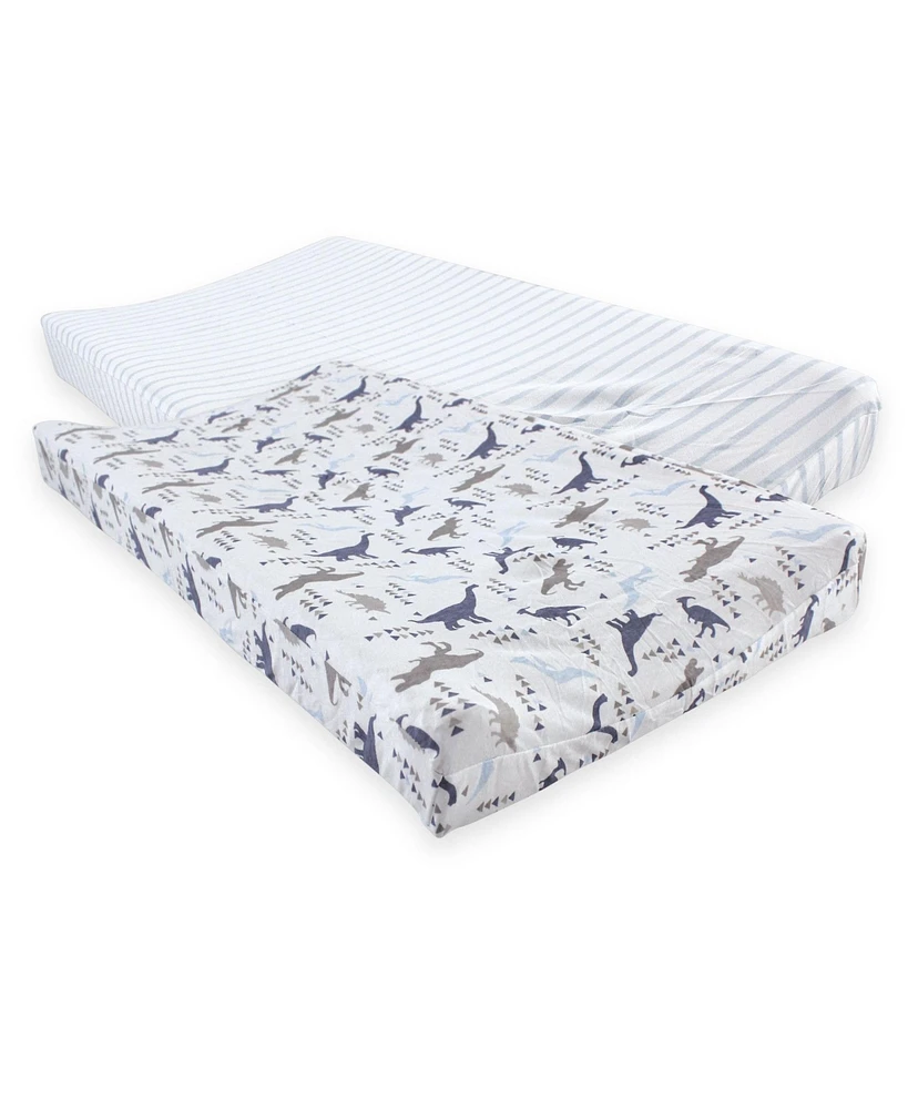 Touched by Nature Baby Boy Cotton Changing Pad Cover, Dino, One Size