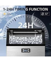 Cowsar 200lbs Commercial Ice Maker,Auto Stainless Steel, Lcd Panel, Freestanding, 48LBS Storage
