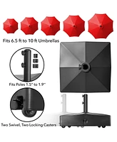 131lb Capacity Fillable Mobile Umbrella Base Stand with 4 Wheels - Brown