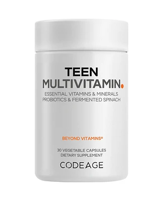 Codeage Teen Multivitamin - Vitamins A, C, D3, B6, B12, Folate, Zinc, Magnesium, Iron, Probiotics, Fermented Spinach