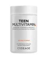 Codeage Teen Multivitamin - Vitamins A, C, D3, B6, B12, Folate, Zinc, Magnesium, Iron, Probiotics, Fermented Spinach