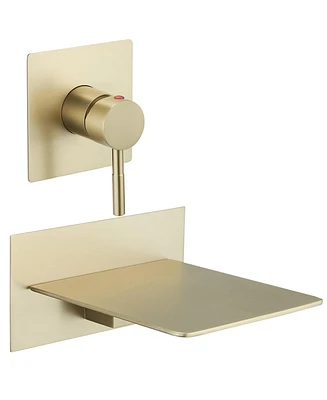 Single Handle Wall Mount Spout Waterfall Bathroom Faucet Brushed Nickel