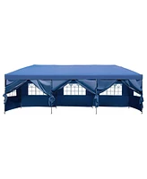 10x30 Navy Pop-Up Canopy Tent w/ Sidewalls & Wheeled Bag
