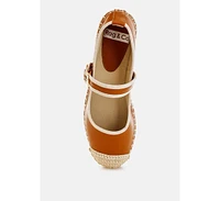Ostac Genuine Leather Mary Jane Espradrilles