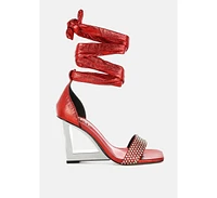 Hashira Ab Rhinestone Studded Lace-Up Fantasy Heels