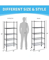 Heavy Duty 5-Tier Shelving Units Adjustable, Wire Shelf with 1000 lbs Capacity (250 per Shelf), 30 "D x 14" W x 65 "H, Black, 5 Levels, Storage Shelf