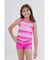 Barbie Girls Racerback Upf 50+ Tankini Top and Swim Shorts Outfit Set