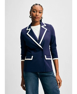 Isaac Mizrahi Women's Tipped Ponte Blazer