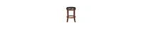Wood Counter Stool – 360° Swivel Seat with Faux Leather Upholstery