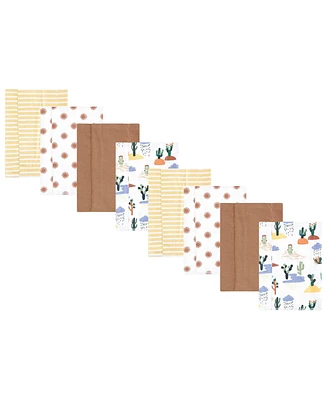 Hudson Baby Boys and Girls Cotton Poly Flannel Burp Cloths 8-Pack, Fun Desert, One Size