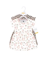 Hudson Baby Girls Cotton Dresses, Neutral Pink Floral, 3-6 Months