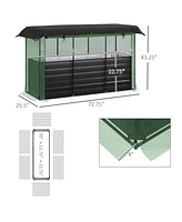 Outsunny Galvanized Raised Garden Bed with Crop Cage & Shade Cloth