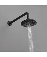 Single-Handle 1-Spray Round Rain Shower Faucet Combo Set with Dual Function Pressure Balance Valve in Matte Black