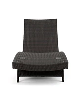 Brown Wicker Adjustable Lounge Chair Set