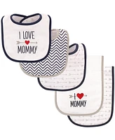 Luvable Friends Baby Boy Bib and Burp Cloth Set 5pk, Mommy, One
