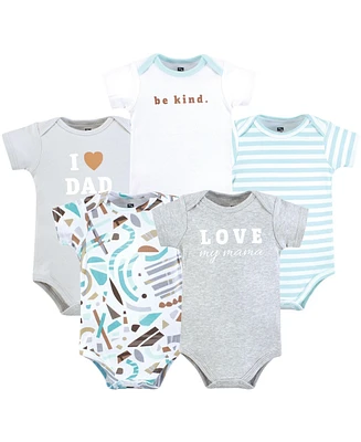 Hudson Baby Boys Cotton Bodysuits, Neutral Abstract, 9-12 Months
