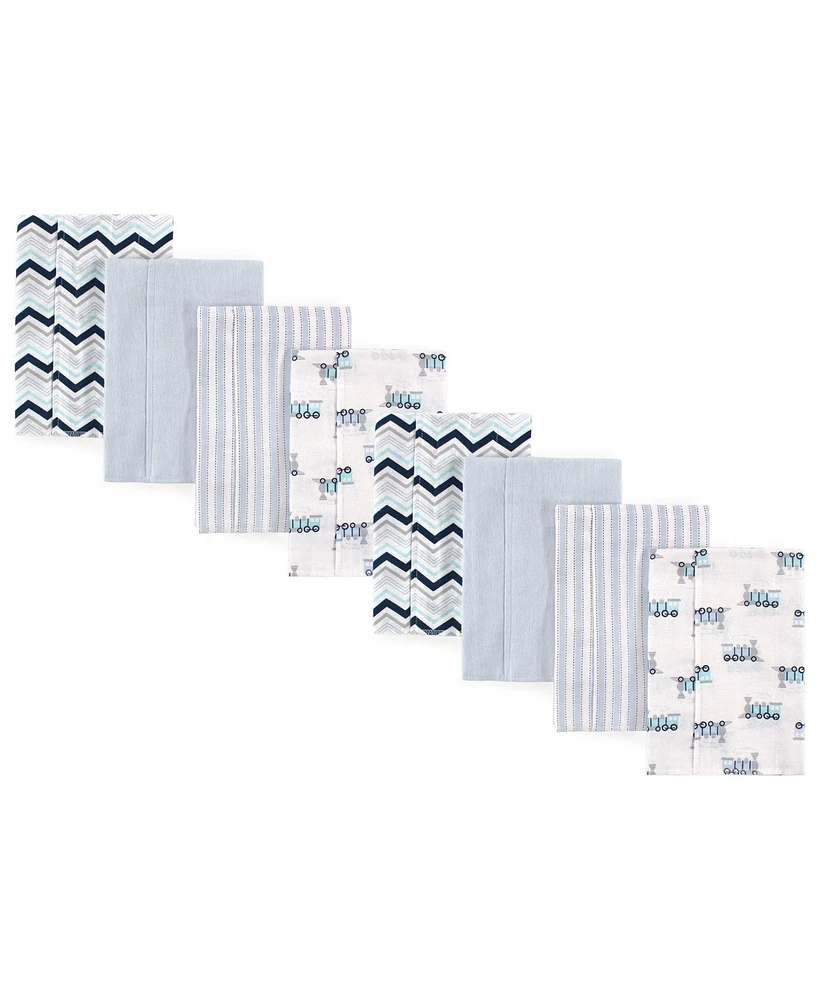 Hudson Baby Luvable Friends Boys Cotton Poly Flannel Burp Cloths 8-Pack, Train, One Size