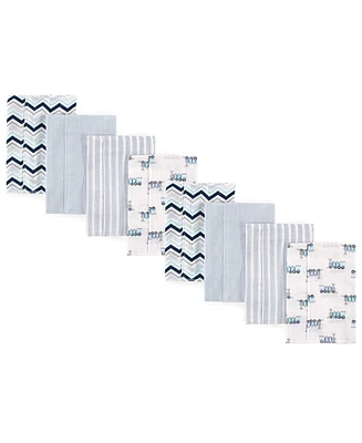 Hudson Baby Luvable Friends Boys Cotton Poly Flannel Burp Cloths 8-Pack, Train, One Size