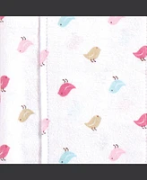 Hudson Baby Luvable Friends Girls Cotton Poly Flannel Burp Cloths 8-Pack, Birdies, One Size