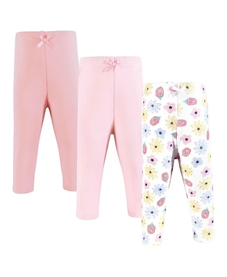 Hudson Baby Girls Cotton Pants and Leggings, Strawberry Flowers