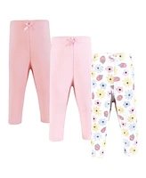 Hudson Baby Girls Cotton Pants and Leggings, Strawberry Flowers