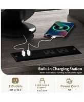 File Cabinet on Wheels with Charging Station and Cable Management Hole