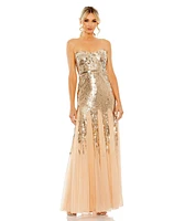 Mac Duggal Women's Sleeveless Sequin Mesh Gown