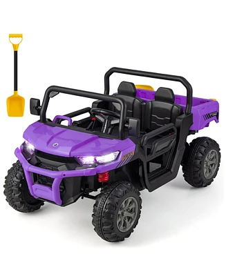 12V 2-Seater Ride-On Dump Truck – Remote, Music & Dump Bed