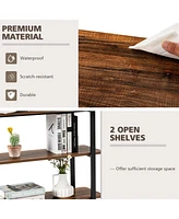 360° Rotating Sofa Side Table with Storage Shelves and Wheels