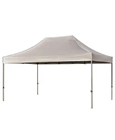 10x15 Pop Up Canopy Tent, Uv Waterproof, Adjustable Height, Khaki